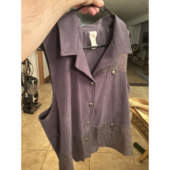 Vintage 90s Woman's Vest Size 16W button Up Made In USA - Picture 2 of 5